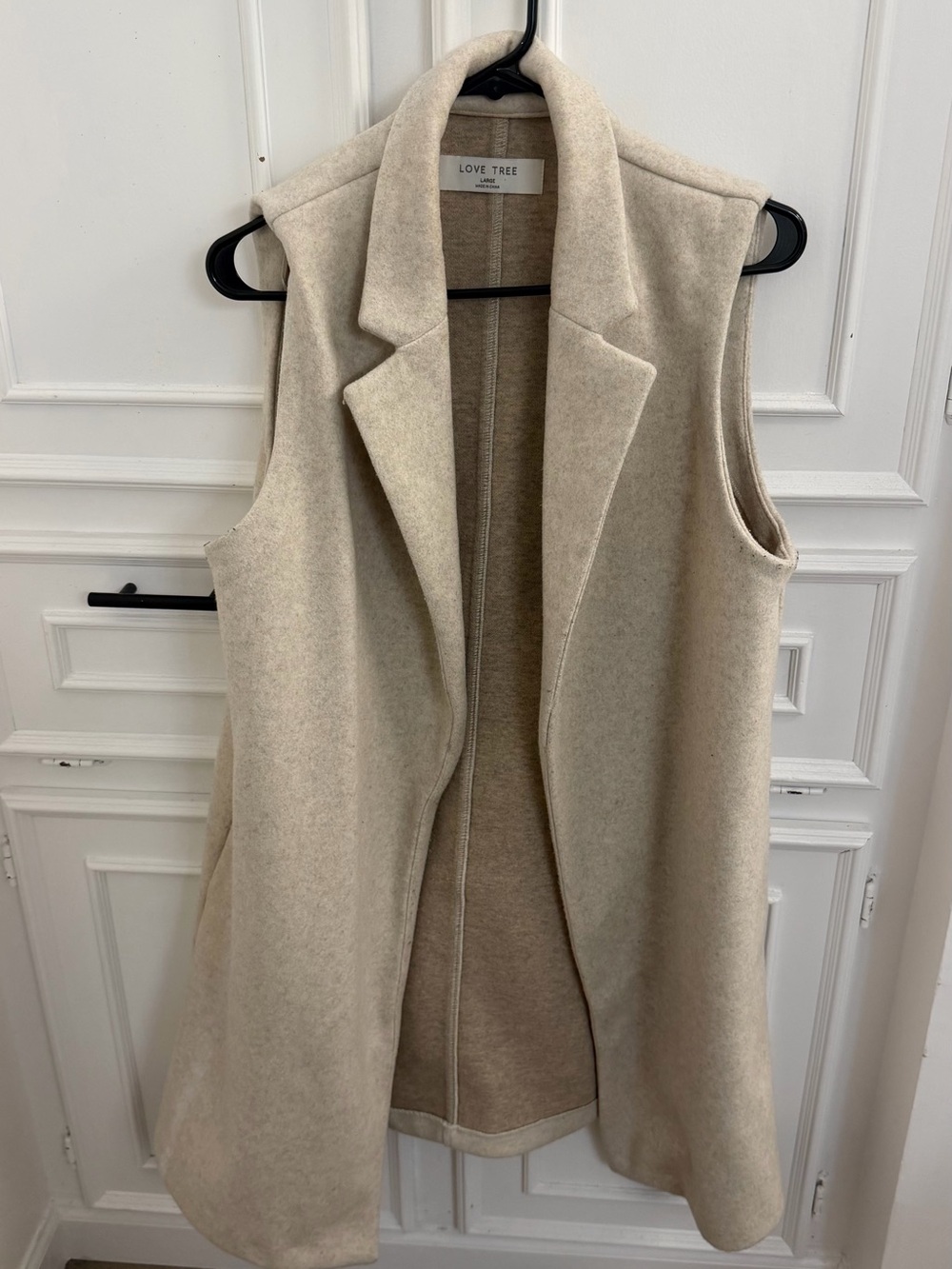 Love Tree Cream Sleeveless Wool-Blend Vest
